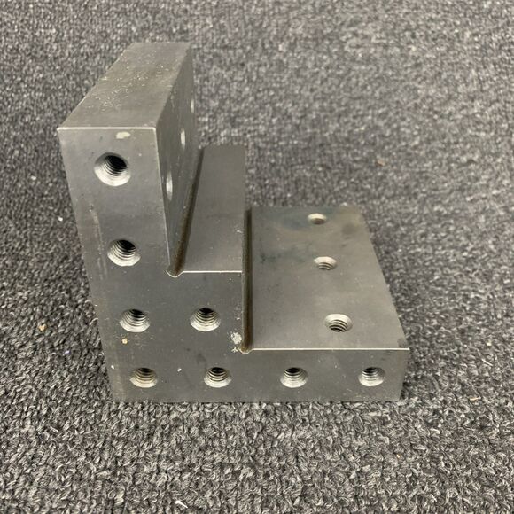 Shars Angle Plate 4x4x4x1x2" Precision Steel Ground w. Tapped Holes R} - Picture 8 of 12